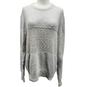 Boathouse Row Oversized Cotton Textured Fisherman Knit Sweater Cream Women L